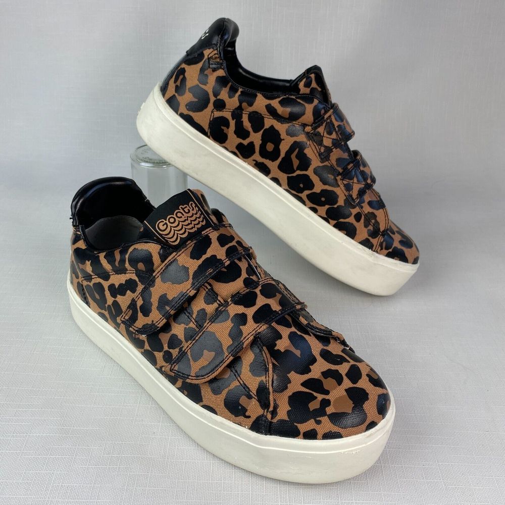 GOATS "THE 305" LEOPARD PRINT Platform SNEAKERS! Brown + Black Women's Sz 7.5
